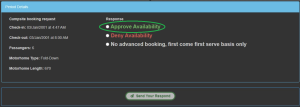 RV campsite approve availability