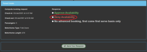 RV campsite Denay availability
