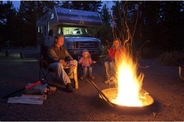Fire Family camping near the Fire pit